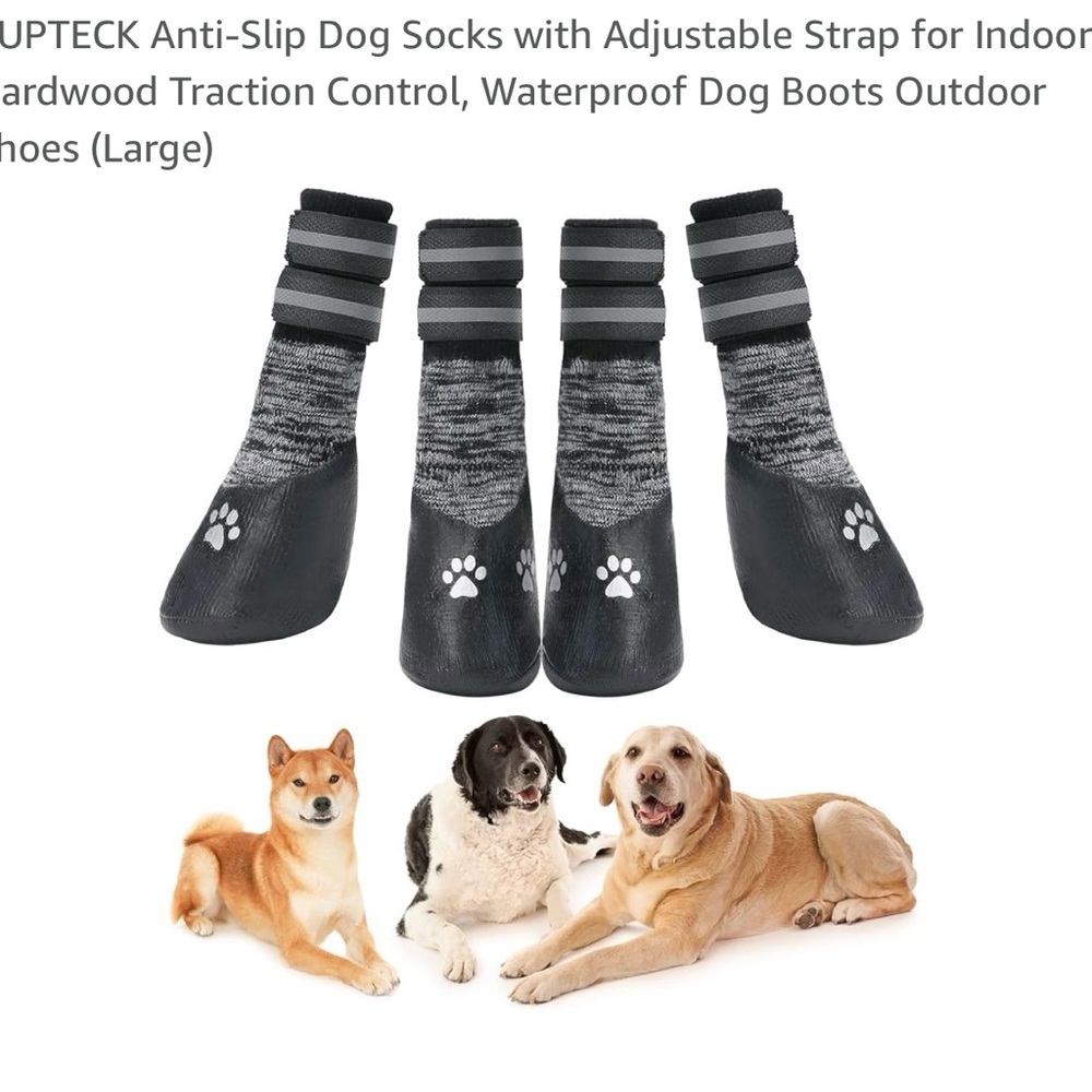 Anti-Slip Dog Socks with Adjustable Strap - Black and Gray